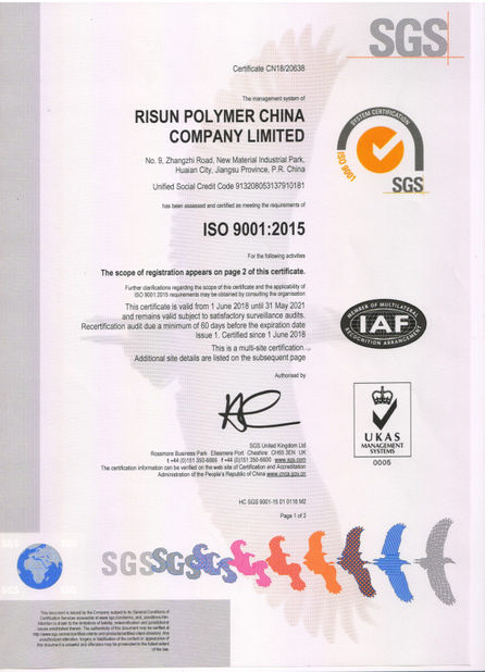 Chine Risun Polymer International  Co.,Ltd. certifications